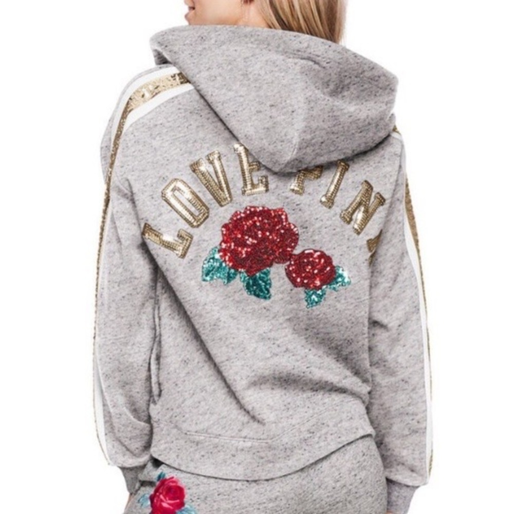 VS Pink rose Bling Hoodie